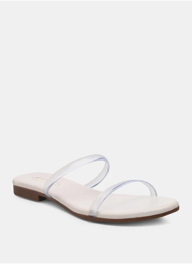 GNIST Open Toe Transparent Strap Flat Sandals by Styli