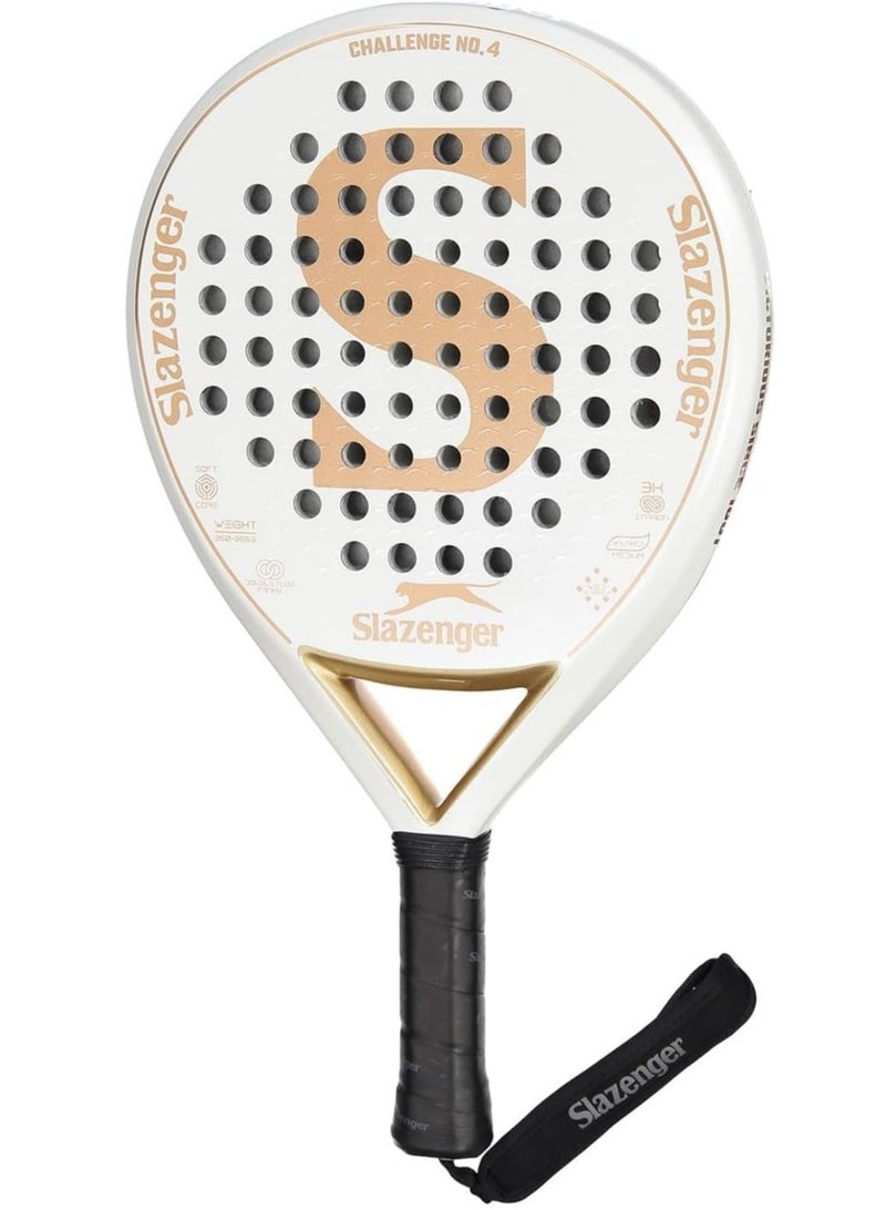Slazenger مضرب سلازينجر باديل تشالنج رقم 4 دائري 3K كربون، إيمرسون أبيض