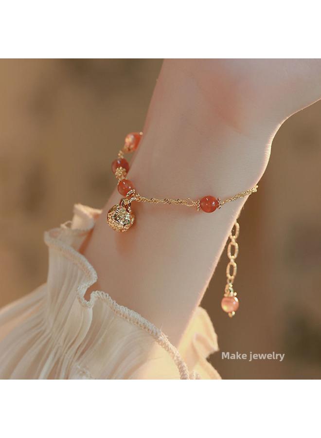 Little Red Book Niche Design Girlfriends National Style Gold Silk Bell Pendant Girlfriends Bracelet Bracelet Special Gift