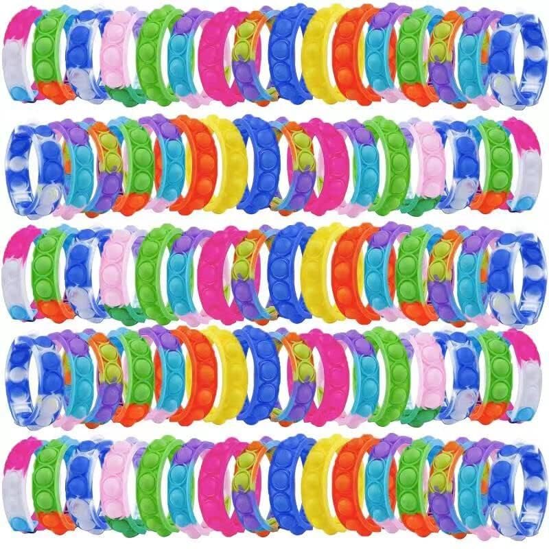 kapibarasensei 80Pcs Pop Bracelet Fidget Toy Wearable Fidget Bracelets Push Poping Bubble Sensory Toys Stress Relief Finger Press Silicone Wristband for Kids and Adults ADHD ADD Autism Anxiety - Image 5