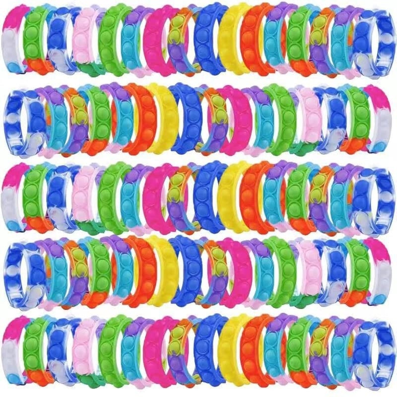kapibarasensei 80Pcs Pop Bracelet Fidget Toy Wearable Fidget Bracelets Push Poping Bubble Sensory Toys Stress Relief Finger Press Silicone Wristband for Kids and Adults ADHD ADD Autism Anxiety - Image 3