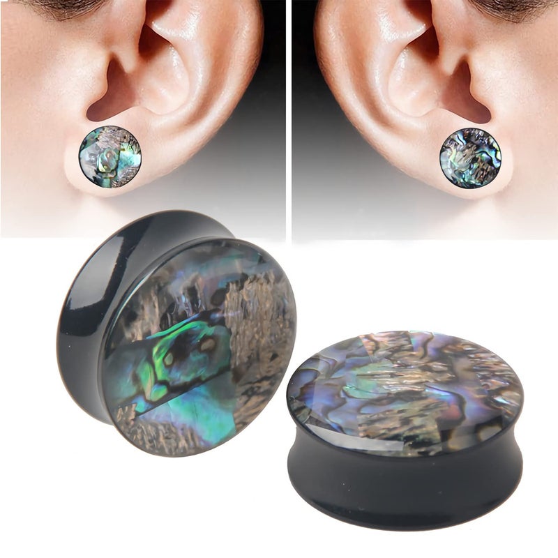 Decentraland 2 PCS Gauge Opal Ear Plugs Piercing Jewelry Set Double Flare Saddle Stretching Gages Tunnels Expander (AB-00g(10mm)) - Image 2