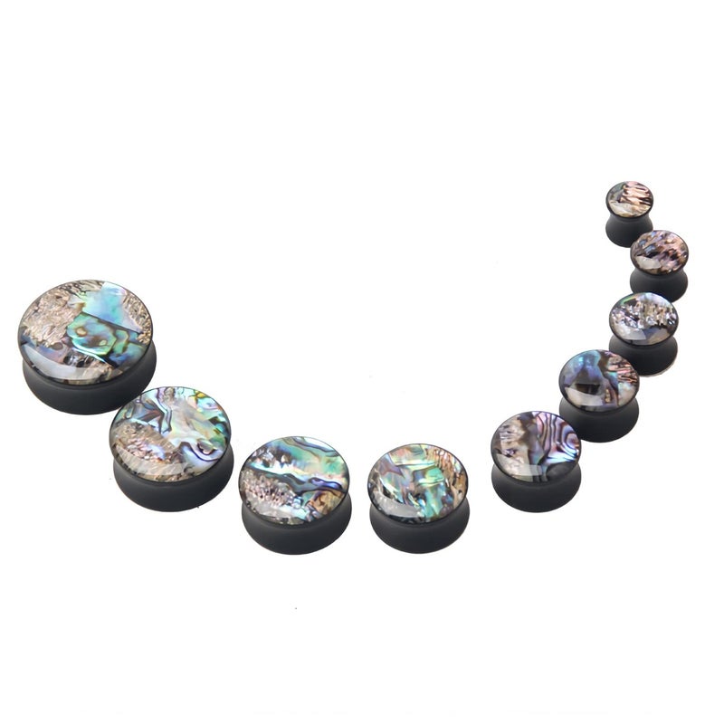 Decentraland 2 PCS Gauge Opal Ear Plugs Piercing Jewelry Set Double Flare Saddle Stretching Gages Tunnels Expander (AB-00g(10mm)) - Image 4