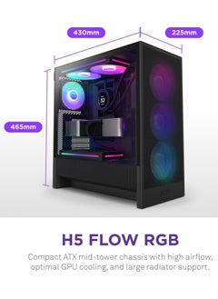 NZXT H5 Flow RGB 2024 Compact ATX Mid-Tower PC Gaming Case, High Airflow, F360 RGB Core (CV) Included 360mm Front and 240mm Top Radiator Support, Cable Management, Tempered Glass (Black)  - Image 1