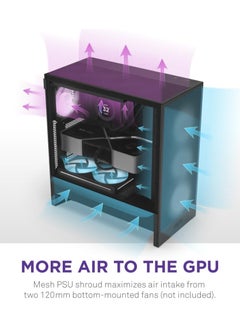 NZXT H5 Flow RGB 2024 Compact ATX Mid-Tower PC Gaming Case, High Airflow, F360 RGB Core (CV) Included 360mm Front and 240mm Top Radiator Support, Cable Management, Tempered Glass (Black)  - Image 2