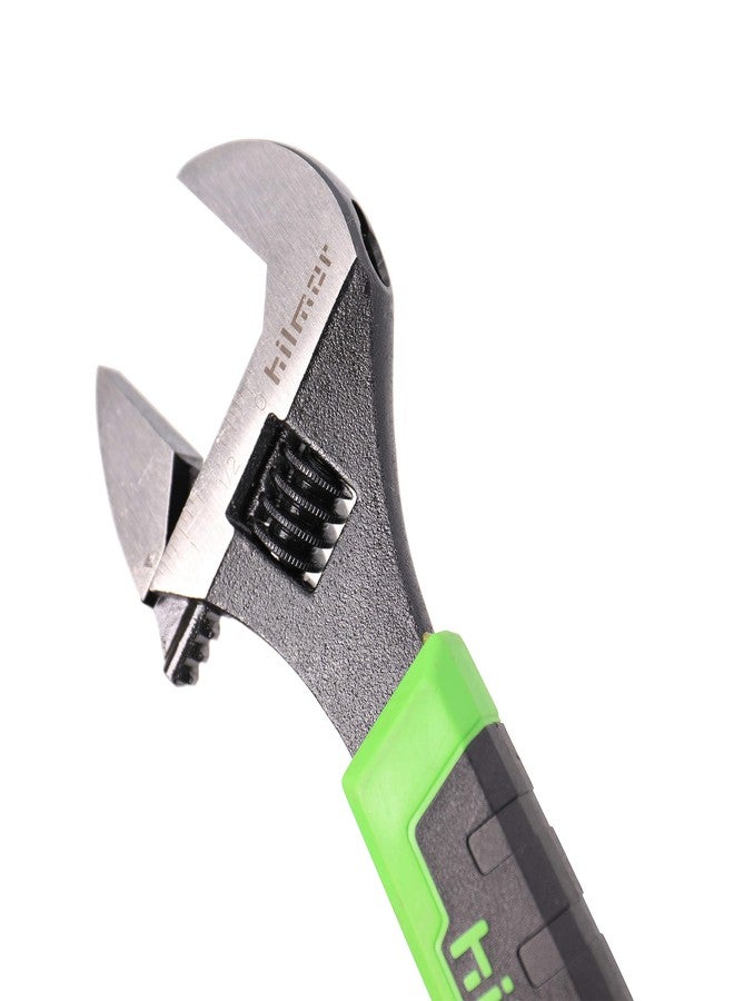 Hilmor 10" Adjustable Crescent Wrench with Rubber Handle Grip, Black & Green, AW10 1885421 - Image 3