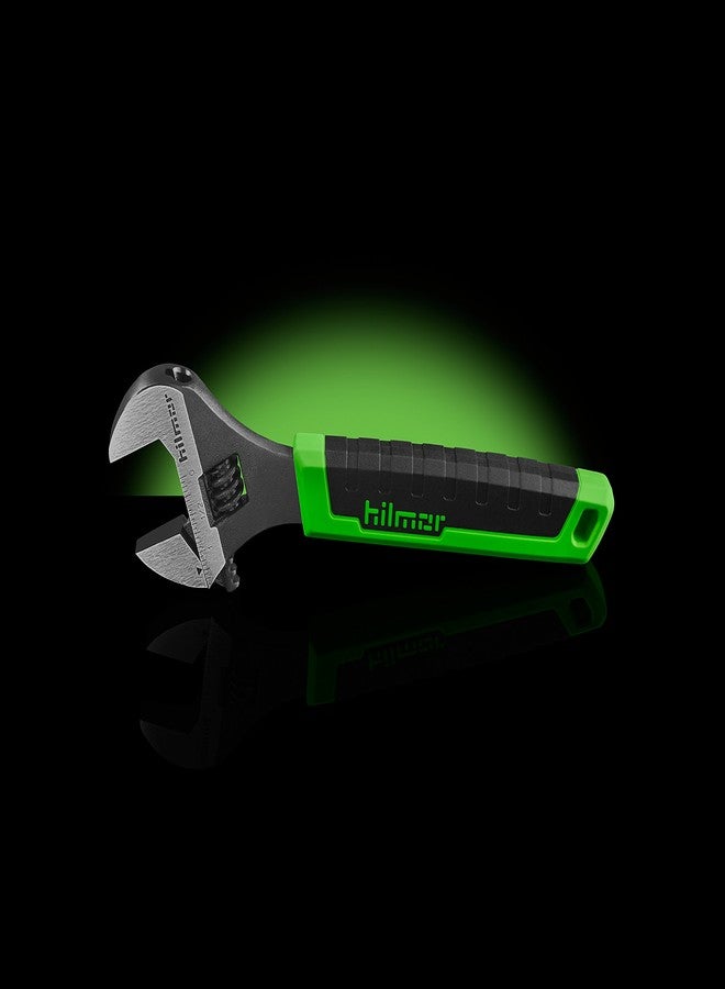 Hilmor 10" Adjustable Crescent Wrench with Rubber Handle Grip, Black & Green, AW10 1885421 - Image 2