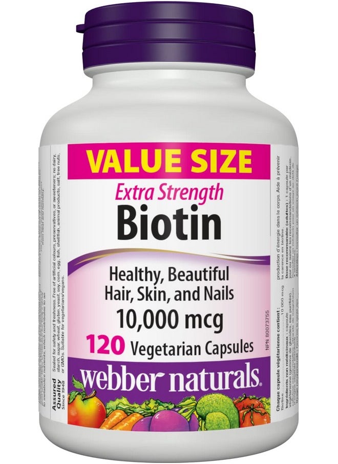 Webber naturals - Biotin Extra Strength 10000 Mcg 120 Capsules - Image 1