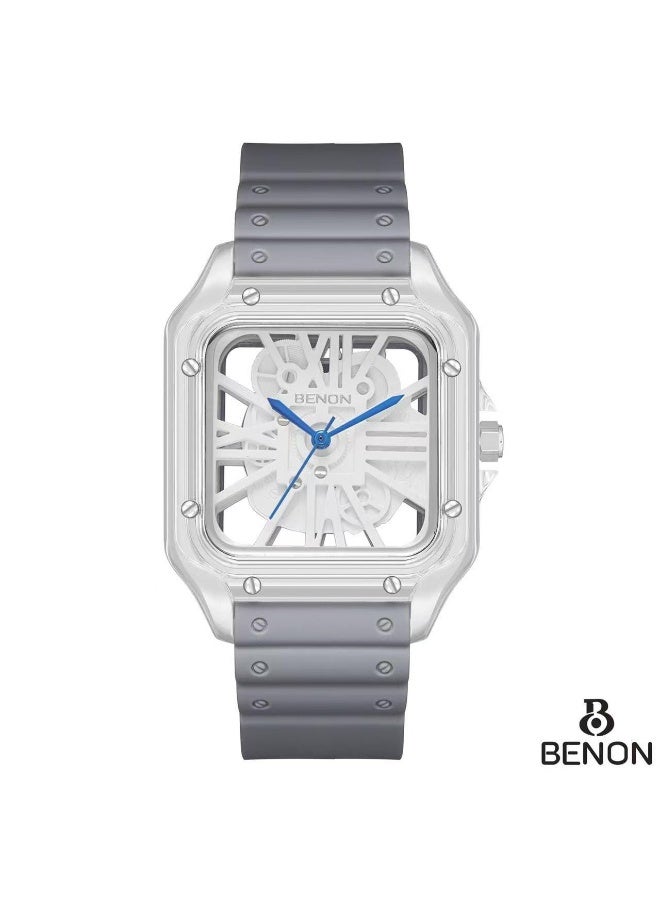 Pinone The Binon men's watch features a transparent and modern design with a silicone strap. - Image 1
