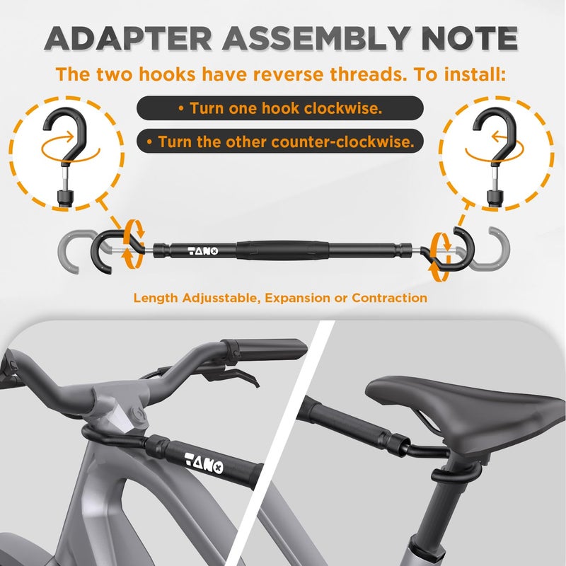 TANX CF-002A Bike Adapter Bar, Adjustable Bike Bar Adapter for Bike Rack, Mounting Non-Standard Frames on Step-Thru, Womenâ€™s & Folding E-Bikes, Heavy-Duty Design, Supports Up to 66lbs, Black - Image 3