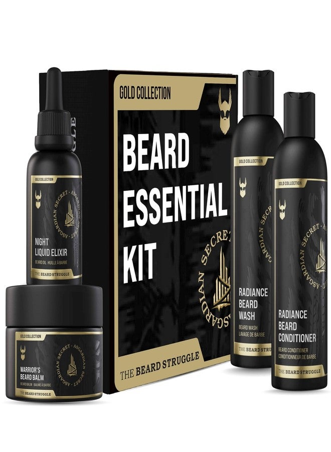 The Beard Struggle Men’s Beard Grooming Kit Includes Balm, Oil, Wash & Conditioner - Gold Collection, Asgardian Secret (8.11 fl oz) - Image 1