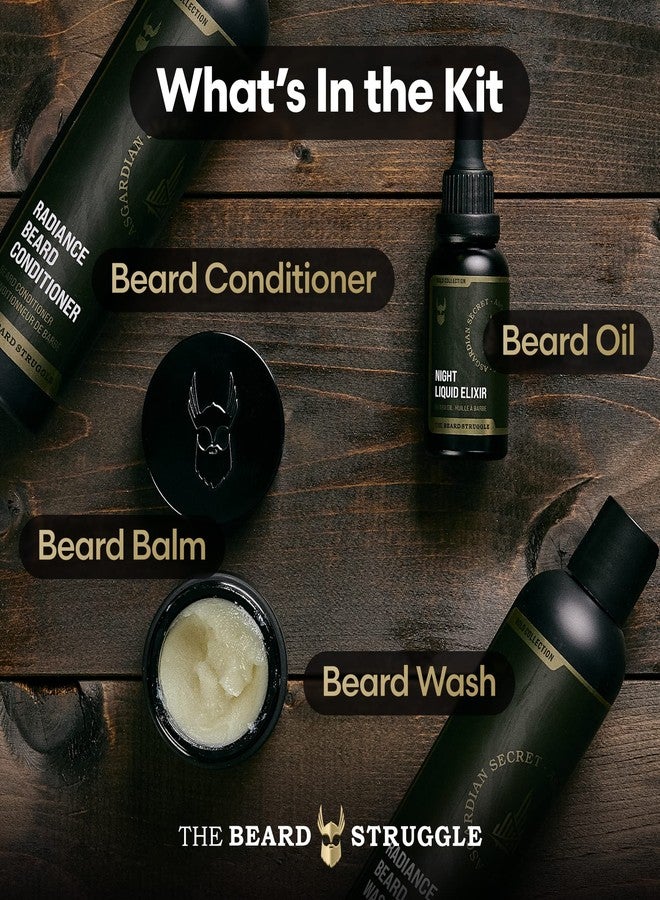 The Beard Struggle Men’s Beard Grooming Kit Includes Balm, Oil, Wash & Conditioner - Gold Collection, Asgardian Secret (8.11 fl oz) - Image 5