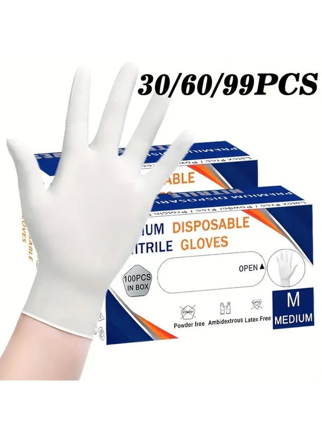 60 Pcs XL White Nitrile Gloves For Kitchen Cleaning Salon Nail Art - Image 2