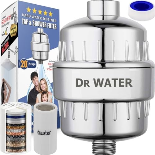 DR.WATER Dr. Water Shower & Tap Filter - Best Quality Softener Purifier For Kitchen Bathroom With Vitamin C Prevent Hair Fall, Reduces Chlorine, Skin Protection From Heavy Metals, Salt 15 Stage (Chrome) - Image 1