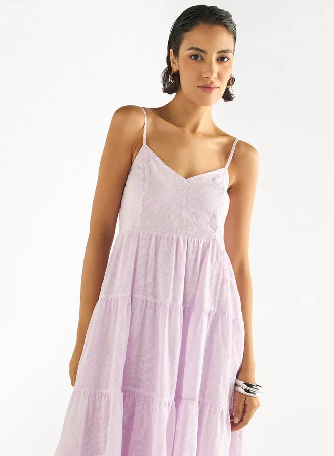 سبلاش فيڤ فستان متعدد الطبقات بياقة سويت هارت وطبعات