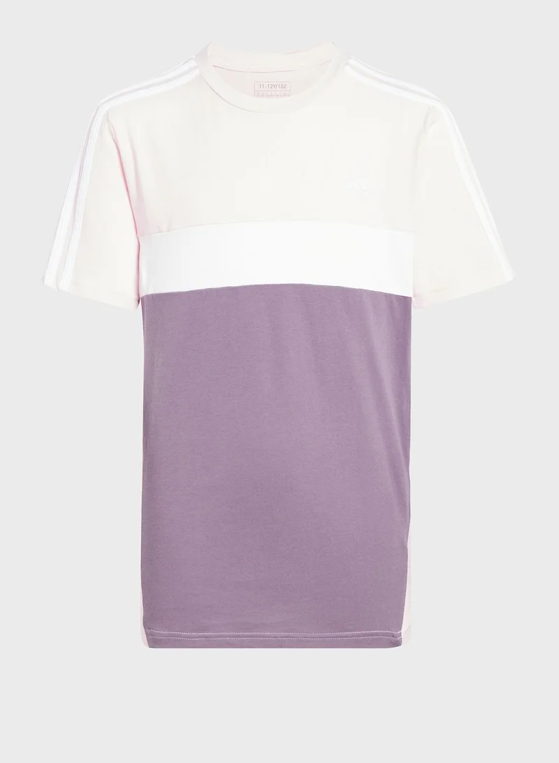 Adidas Tiberio 3-Stripes Colorblock Cotton T-Shirt Kids