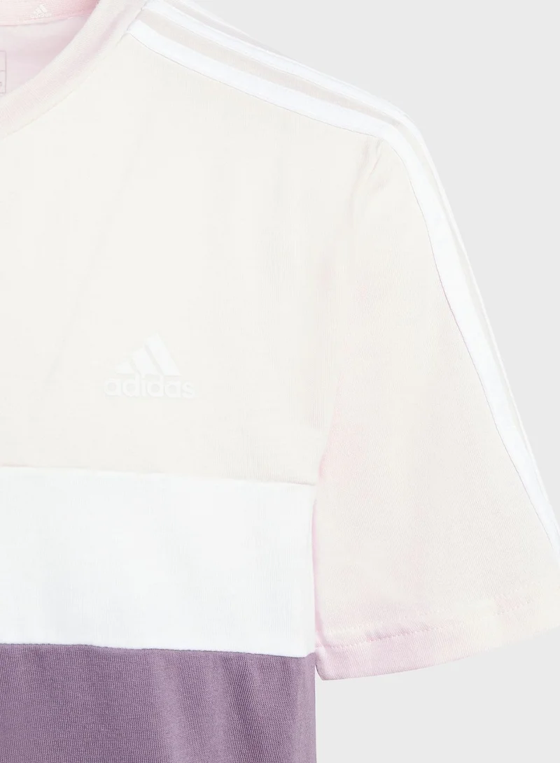 Adidas Tiberio 3-Stripes Colorblock Cotton T-Shirt Kids