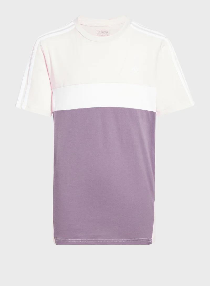 Adidas Tiberio 3-Stripes Colorblock Cotton T-Shirt Kids