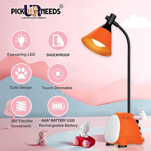 Pick Ur Needs Plastic Study Lamp/LED Table Lamp/Desk Lamp Rechargeable, Foldable Touch Dimmer With Usb Charging 3 Colors Modes,Orange - Image 3