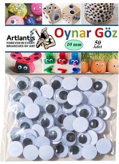 Artlantis Moving Eye Black 10 mm 50 Pack 1 Pack Moving Eye 10MM Hobby Design Kindergarten Nursery Activity Handicraft  - Image 1