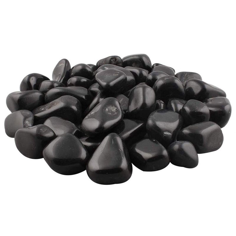 Ohhsome 500Gm Black Polished Stone Pebbles Glossy Polished Home Decorative Vase Fillers 500Gm - Image 1