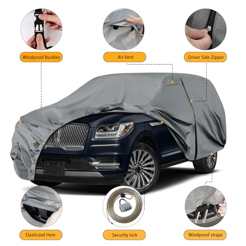SPORTULI Waterproof Premium Car Covers Replace for 2007-2025 Ford Expedition EL/MAX and Lincoln Navigator L, 10 Layers Heavy Duty All Weather Car Cover with Zipper Door for Snow Rain Dust Protection - Image 2