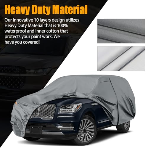 SPORTULI Waterproof Premium Car Covers Replace for 2007-2025 Ford Expedition EL/MAX and Lincoln Navigator L, 10 Layers Heavy Duty All Weather Car Cover with Zipper Door for Snow Rain Dust Protection - Image 4