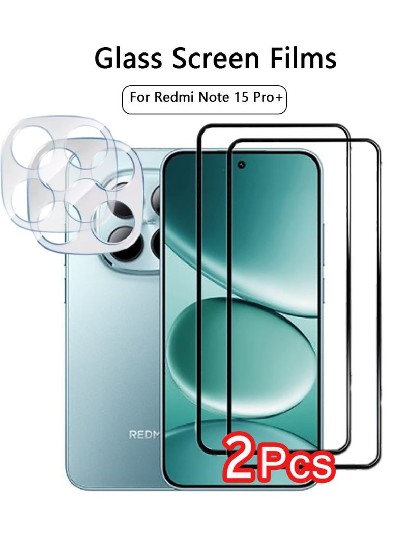 2+2 Pack 3D Screen Protector for Redmi Note 15 Pro+ 5G with Camera Lens Protector,3D Full Coverage HD Clear Scratch Resistant,Bubble-Free for Xiaomi Redmi Note 15 Pro Plus 5G Screen Protector - Image 1