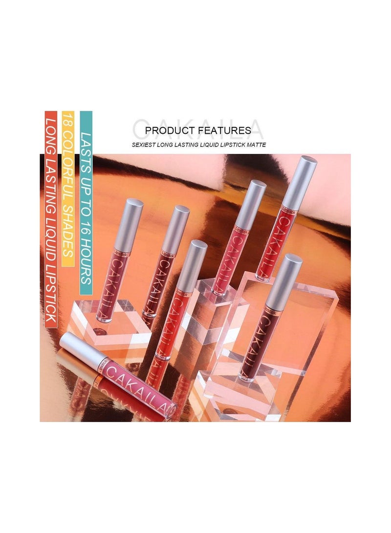 CAKAILA 6PCS Matte Waterproof Non-Stick Cup Long Lasting Silky Lip Gloss Sexy Red Lip Makeup - Image 2