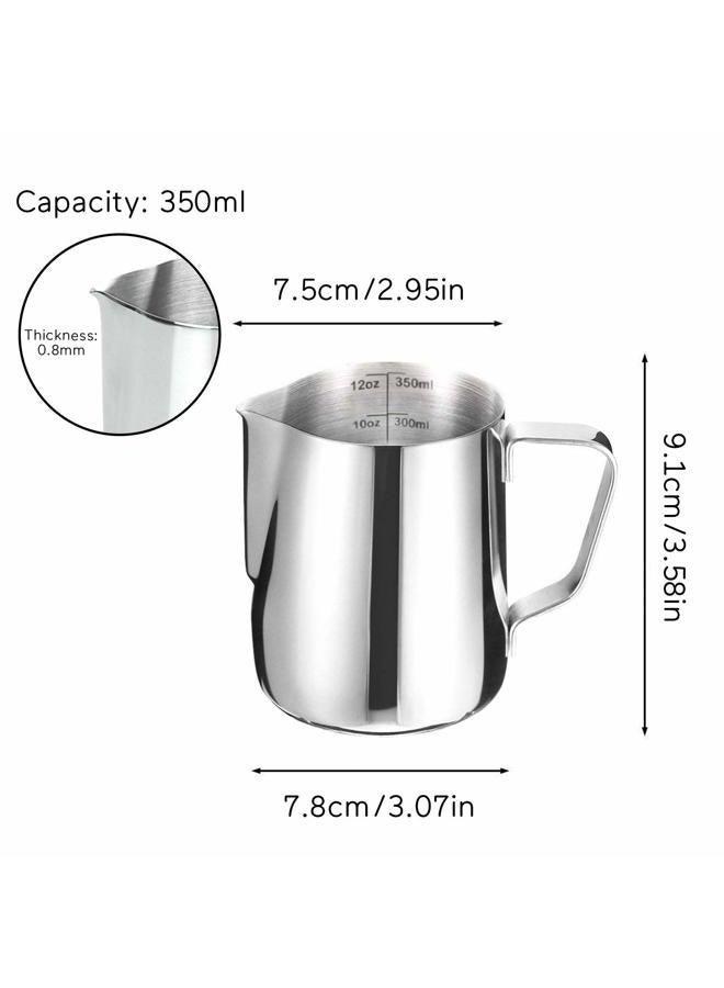 HOFASON Stainless Steel Milk Frothing Pitcher Cappuccino Pitcher Pouring Jug Espresso Cup Creamer Cup for Latte Art, 12 Ounce (350 ML) - Image 5