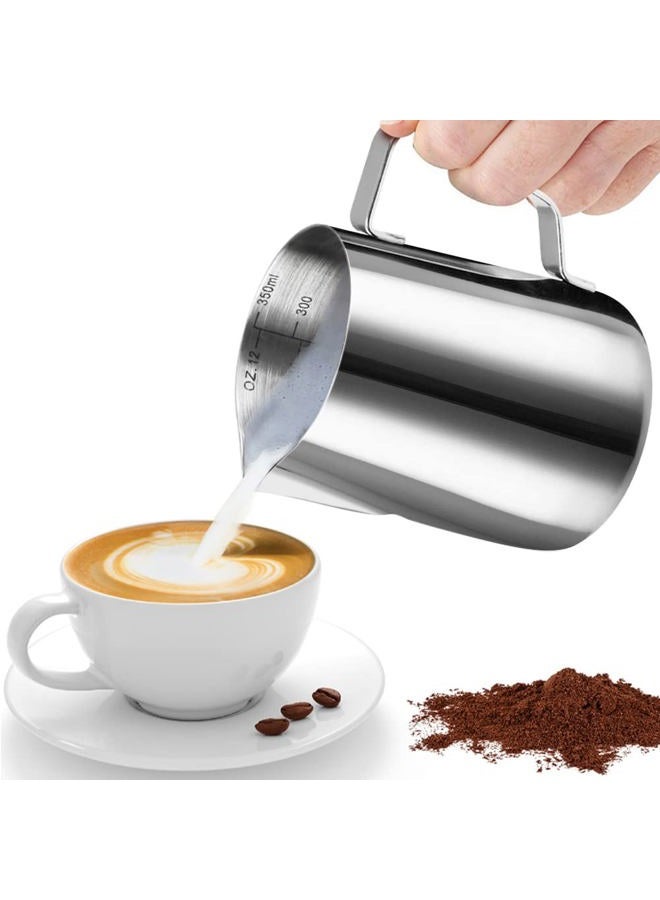 HOFASON Stainless Steel Milk Frothing Pitcher Cappuccino Pitcher Pouring Jug Espresso Cup Creamer Cup for Latte Art, 12 Ounce (350 ML) - Image 2