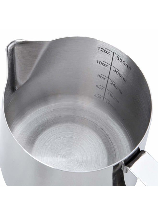 HOFASON Stainless Steel Milk Frothing Pitcher Cappuccino Pitcher Pouring Jug Espresso Cup Creamer Cup for Latte Art, 12 Ounce (350 ML) - Image 4