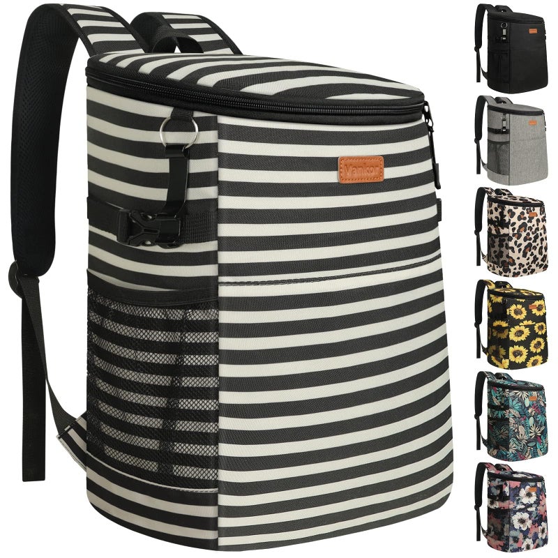 Vankor Camping Cooler Backpack 45 Cans, Soft Backpack Coolers Insulated Leak Proof Travel Cooler Bag Waterproof Lunch Picnic Beach Work Trip Thermal Bag Drink Beverage Beer Cooler Stripe - Image 1