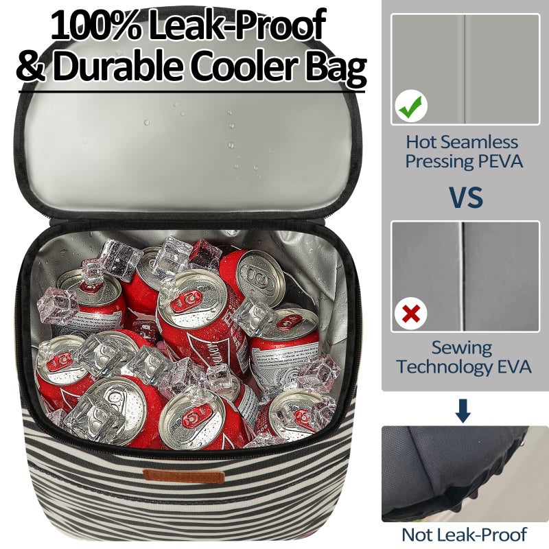 Vankor Camping Cooler Backpack 45 Cans, Soft Backpack Coolers Insulated Leak Proof Travel Cooler Bag Waterproof Lunch Picnic Beach Work Trip Thermal Bag Drink Beverage Beer Cooler Stripe - Image 2