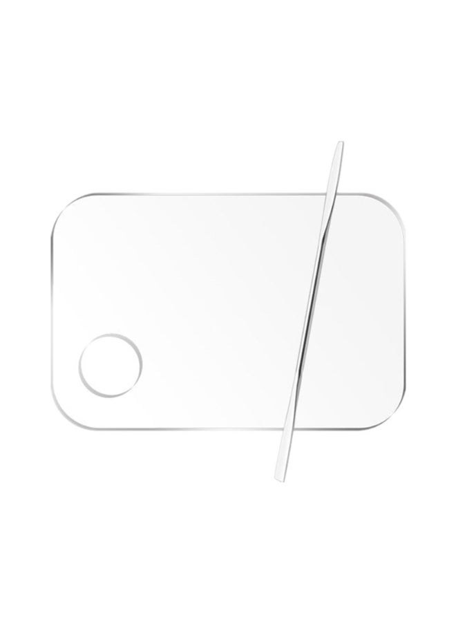 Mcduyant 2 Pcs Acrylic Makeup Palette Makeup Mixing Tray with Makeup Spatula for Beauty Salon Color Cream Liquid Foundation Mixing Palette Rectangular - Image 2