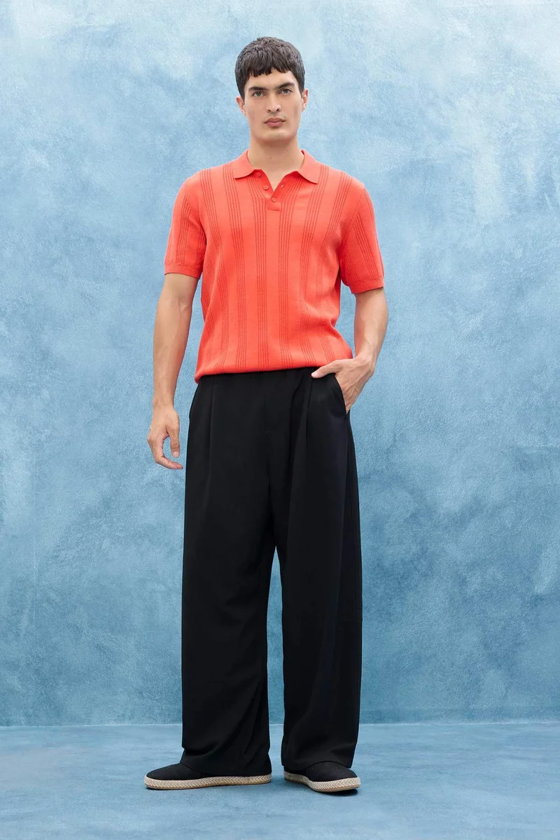ديفاكتو Cotton Short Sleeve Knit Polo T-Shirt
