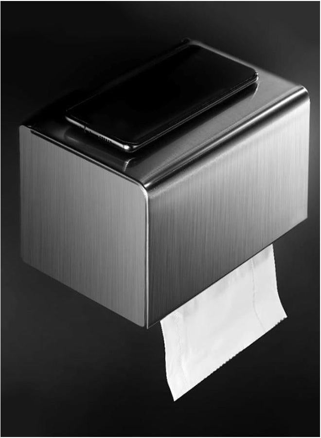 HOMESTAR Stainless Steel Tissue Box for Bathroom & Storage | Waterproof Moisture-Proof Square Dispenser Thickened, Safe R-Corner Design Anti-Collision - Image 2