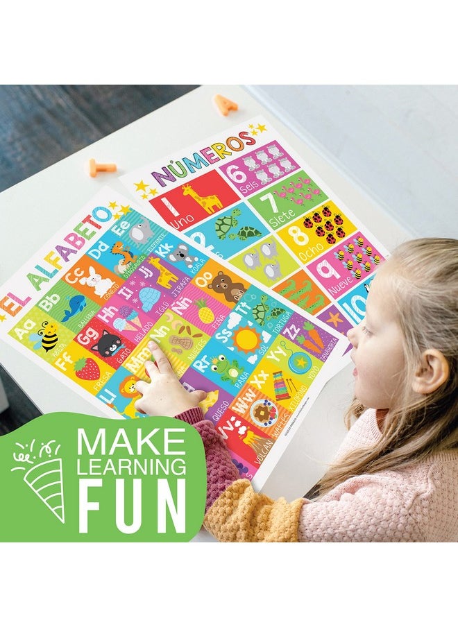 Hadley Designs 12 Colorful Spanish Educational Posters For Toddlers Spanish Posters For Classroom - Spanish Preschool Posters In Spanish Classroom Decorations, Classroom Decor Spanish Alphabet For Classroom Wall  - Image 2