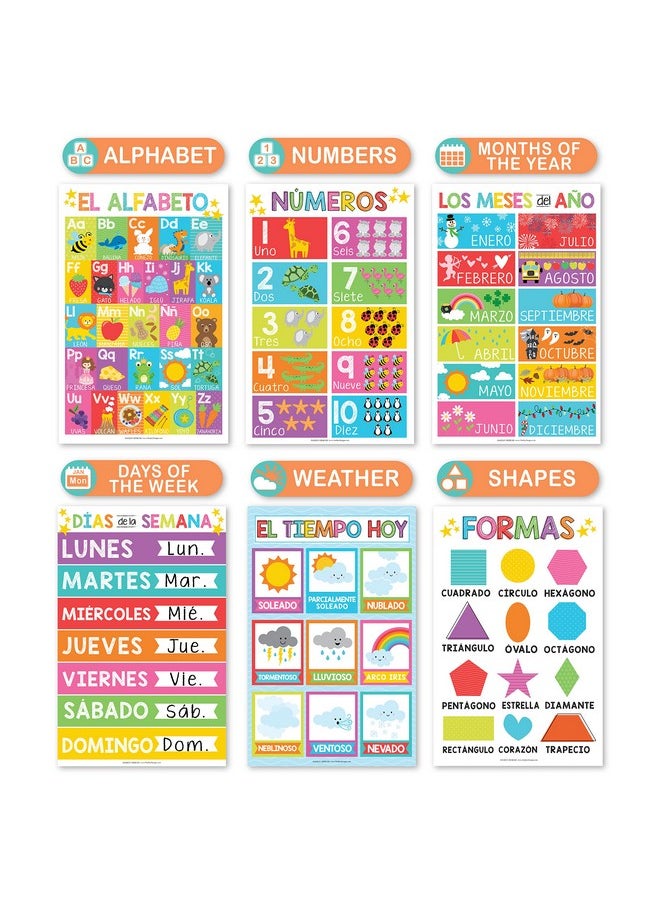 Hadley Designs 12 Colorful Spanish Educational Posters For Toddlers Spanish Posters For Classroom - Spanish Preschool Posters In Spanish Classroom Decorations, Classroom Decor Spanish Alphabet For Classroom Wall  - Image 4