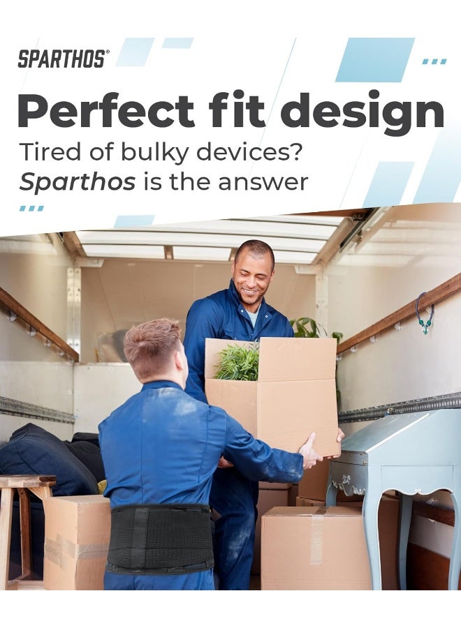 Sparthos Back Brace For Lower Back Pain - Immediate Relief From Sciatica, Herniated Disc, Scoliosis - Breathable Design With Lumbar Support Pad - For Home & Lifting At Work - For Men & Women - Image 4
