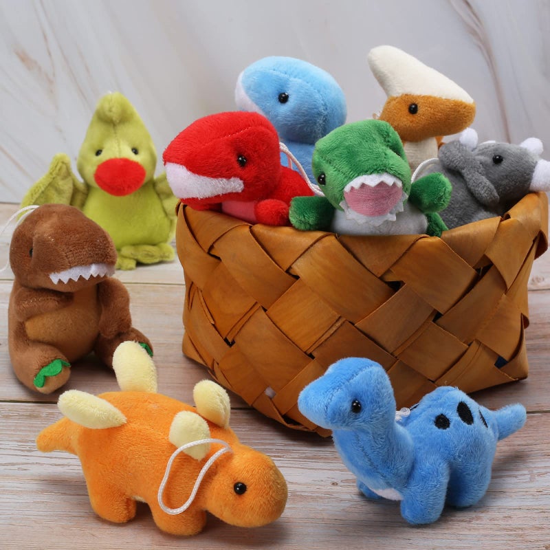 MAPIXO 16 Pack Plush Dinosaurs Bulk Mini Dinosaur Figures Assortment Keychain Toy Soft Dino Stuffed Animal Set Gifts for Kids Easter Basket Stuffers Goody Bag Filler Doll Machine Toddler Party Favors - Image 3