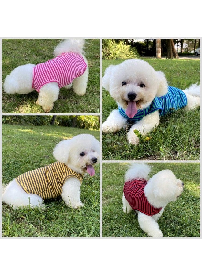 LEVIBASIC Dog Shirts Cotton Striped TShirts, Breathable Basic Vest For Puppy And Cat, Super Soft Stretchable Doggy Tee Tank Top Sleeveless, Fashion & Cute Color For Boys And Girls (M, Black+Red)  - Image 3