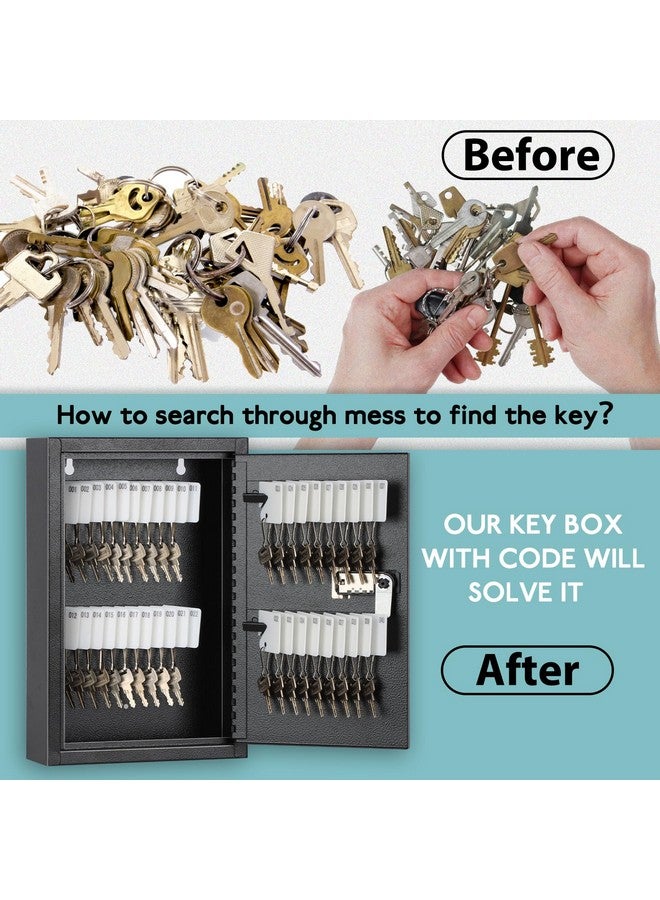 KYODOLED KYODOLED Locking Key Cabinet,Key Storage Lock Box with Code,Key Management Wall Mount with Combination Lock,40 Key Hooks & Tags Key Labels,Black  - Image 3