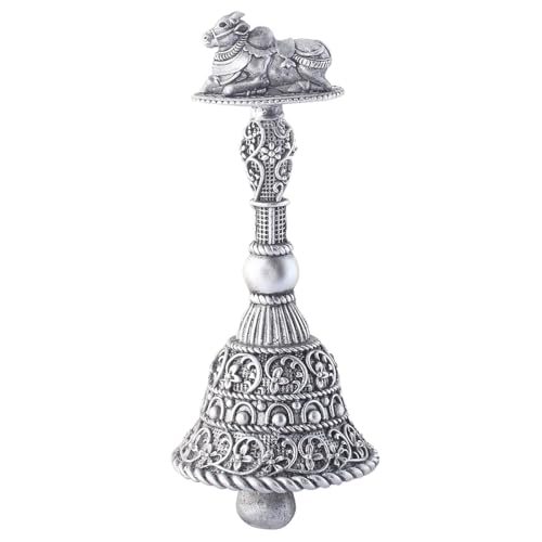 PRD CARATCAFE Sterling Silver Pooja Bell Ghanti for Mandir Pooja Article, Decorative Silver Bell for Home, Indian Style in Pure Silver 925 | Multiple Designs | (Nandi) - Image 2