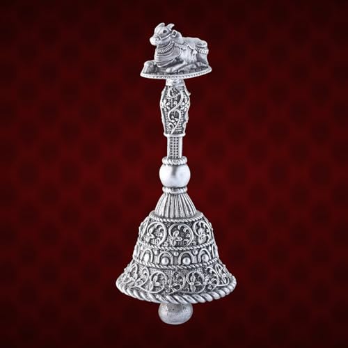 PRD CARATCAFE Sterling Silver Pooja Bell Ghanti for Mandir Pooja Article, Decorative Silver Bell for Home, Indian Style in Pure Silver 925 | Multiple Designs | (Nandi) - Image 3