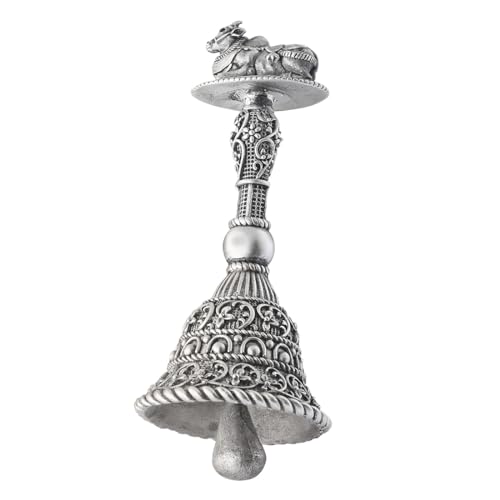 PRD CARATCAFE Sterling Silver Pooja Bell Ghanti for Mandir Pooja Article, Decorative Silver Bell for Home, Indian Style in Pure Silver 925 | Multiple Designs | (Nandi) - Image 4