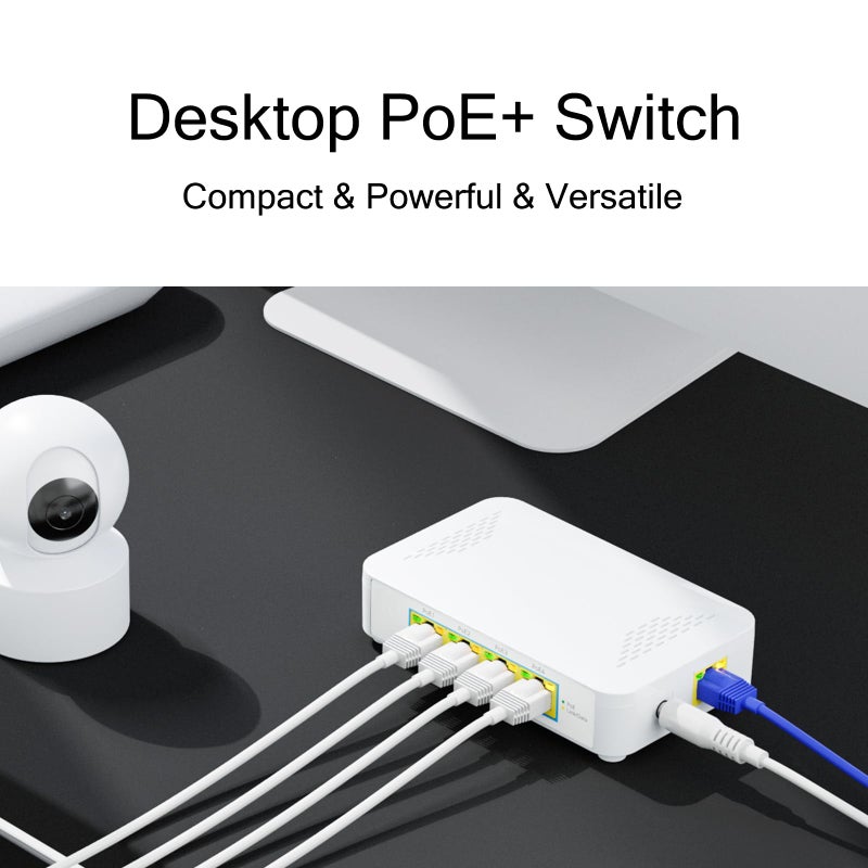 PROCET PoE System 5 Port Gigabit PoE Switch - 4 PoE+ Ports, 60W Total, Plug and Play, Small Desktop Switch for Camera/Access Point/IP Phones - Image 4