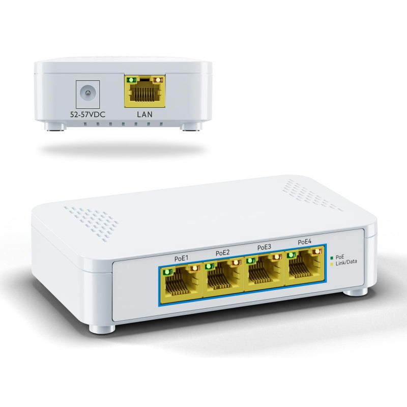 PROCET PoE System 5 Port Gigabit PoE Switch - 4 PoE+ Ports, 60W Total, Plug and Play, Small Desktop Switch for Camera/Access Point/IP Phones - Image 1