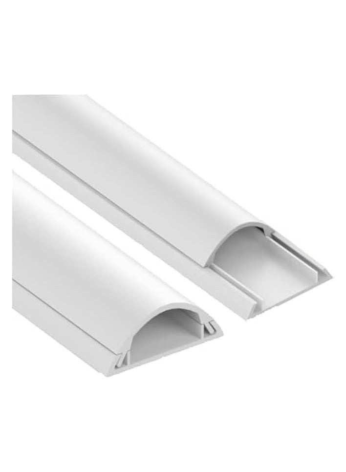 erorex 1 Meter White Floor PVC Trunking With Self Adhesive Red Sticker Wall Cord Cover Cable Concealer On-Wall Wire Cover Paintable Cable Management - Pack of 2 (10x35MM, White) 