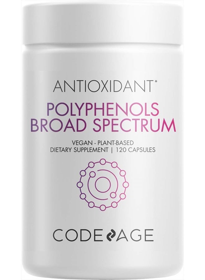 Codeage Polyphenols Supplement - Organic Green Tea Pills, Quercetin, Pomegranate, Turmeric - Resveratrol & Plant Polyphenols Foods - Polyphenol Nutrients - Vegan, Non-GMO - 120 Capsules - Image 1